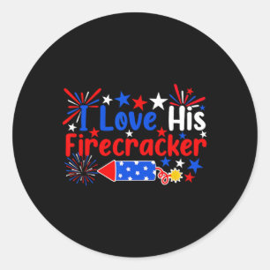 Liebe seinen Firecracker Funny 4. Juli Feuerwerk C Runder Aufkleber