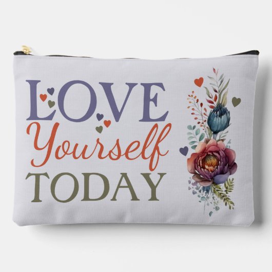 Liebe selbst heute fügen Initialen florale Kosmeti Zubehörtasche (Vorderseite)