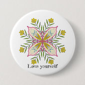 Liebe selbst Mandala Blume Button (Vorderseite)