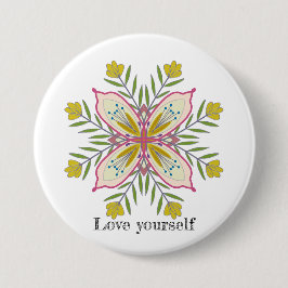 Liebe selbst Mandala Blume Button