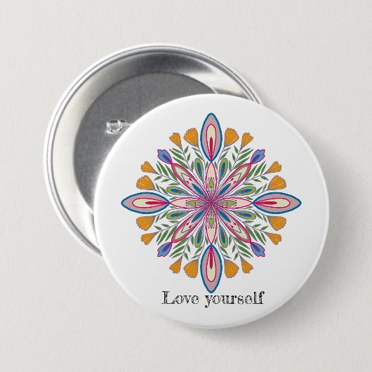 Liebe selbst Mandala Blume Button (Vorne & Hinten)