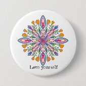 Liebe selbst Mandala Blume Button (Vorderseite)