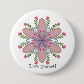 Liebe selbst Mandala Blume Button (Vorderseite)