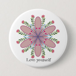 Liebe selbst Mandala Blume Button