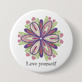 Liebe selbst Mandala Blume Button