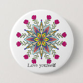 Liebe selbst Mandala Blume Button (Vorderseite)