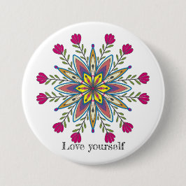 Liebe selbst Mandala Blume Button