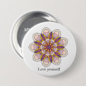 Liebe selbst Mandala Blume Button (Vorne & Hinten)