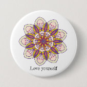 Liebe selbst Mandala Blume Button (Vorderseite)