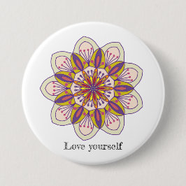 Liebe selbst Mandala Blume Button