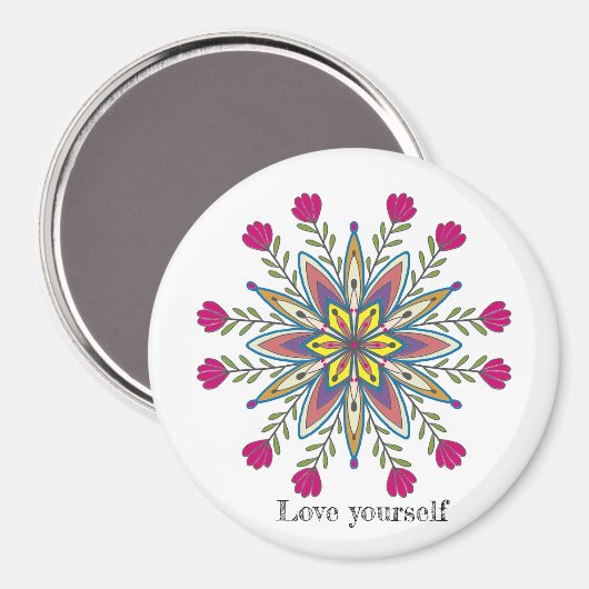 Liebe selbst Mandala Blume Magnet (Vorderseite/Rückseite)