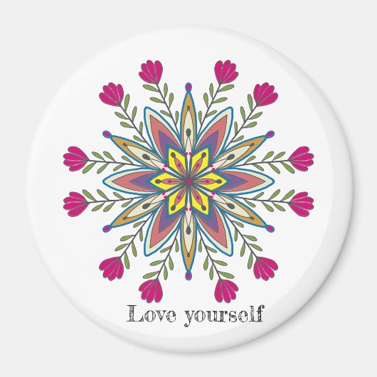 Liebe selbst Mandala Blume Magnet (Vorne)
