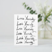 Liebe selbst! Motivierend Kalligraphie Postkarte (Stehend Vorderseite)