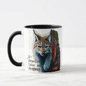 Liebe-Selbstmantra mit künstlerischer Luchs-Tasse Tasse (Links)