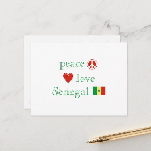 Liebe Senegal Herz und senegalesische Flagge Postkarte (Vorderseite/Rückseite Beispiel)