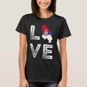 Liebe Serbien Flaggenkarte Pride Serbische Roots S T-Shirt