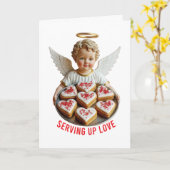 Liebe Servieren Chic Valentine Vintage Chef Cherub Karte (Gelbe Blume)