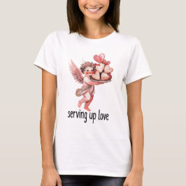 Liebe serviert - Valentinstag Vintage Cherub Herz T-Shirt