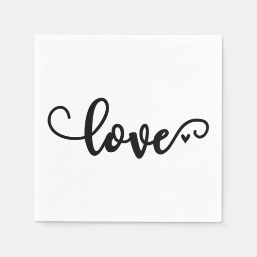 Liebe-Servietten, schwarzer Schriftart Serviette (Vorderseite)