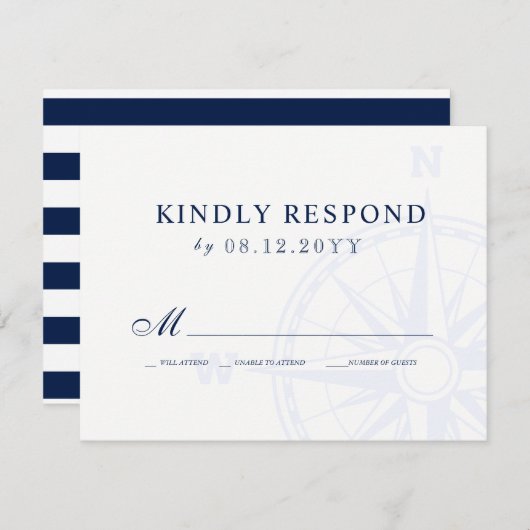 Liebe Set Sail Nautical Wedding RSVP (Vorne/Hinten)