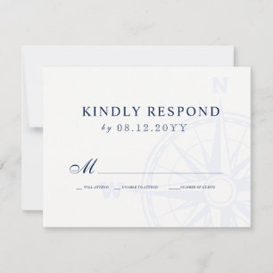 Liebe Set Sail Nautical Wedding RSVP Karte