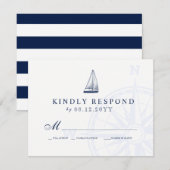 Liebe Set Segelschiff Nautical Wedding RSVP Karte (Vorne/Hinten)
