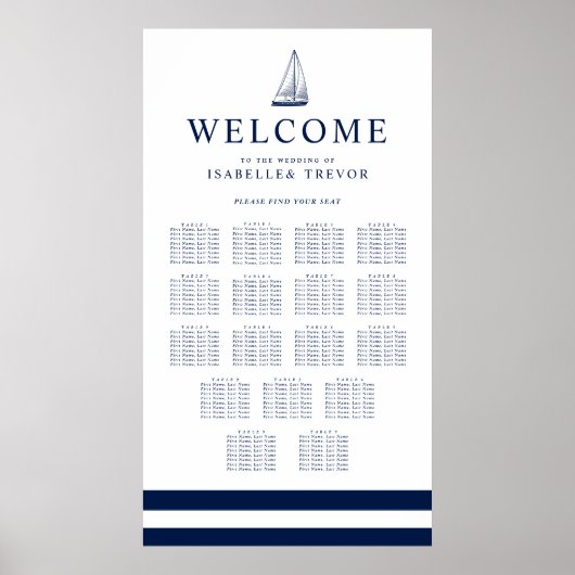 Liebe Sets Segel | 17 Tabelle Seating Chart Poster (Vorne)