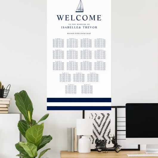 Liebe Sets Segel | 17 Tabelle Seating Chart Poster (Heimbüro)