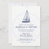Liebe Sets Segel | Nautical Wedding Solid Navy Einladung (Vorderseite)