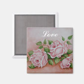 Liebe Shabby Chic Vintag Rosa Rosenmalerei Magnet (Vorderseite/Rückseite)