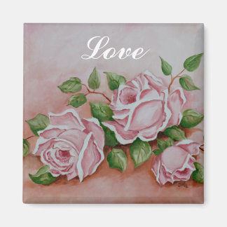 Liebe Shabby Chic Vintag Rosa Rosenmalerei Magnet