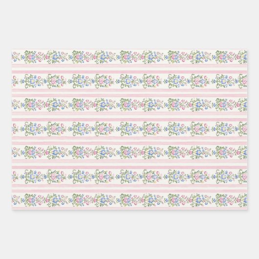 Liebe Shack Baby Blush Pink Coquette Bow Floral Geschenkpapier Set (Vorderseite)