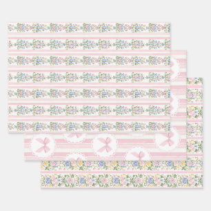 Liebe Shack Baby Blush Pink Coquette Bow Floral Geschenkpapier Set