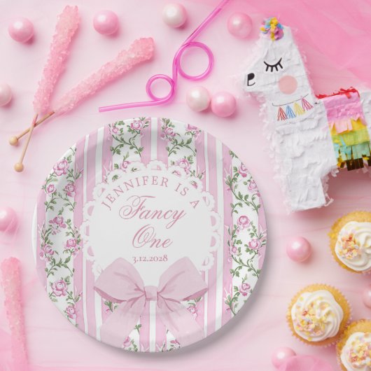 Liebe Shack Extravagant One Coquette Bow 1. Geburt Pappteller (Party)