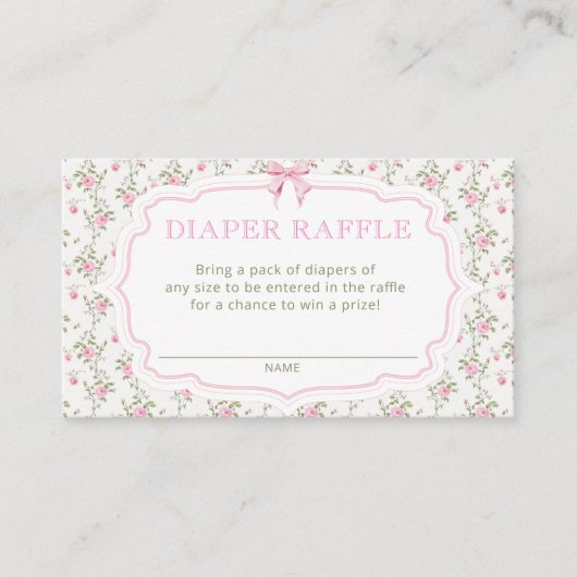 Liebe Shack Pink Babydusche Windeln Raffel Tickets Begleitkarte (Vorderseite)