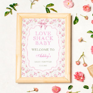 Liebe Shack Pink Bow Baby Dusche Empfang Poster