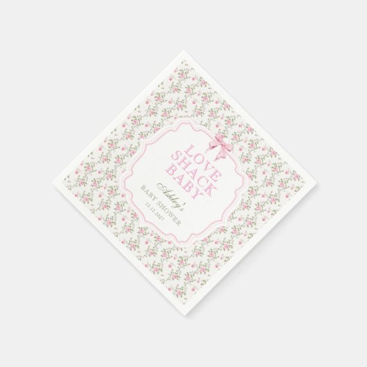 Liebe Shack Pink Bow Blumenblütendusche Serviette (Ecke)