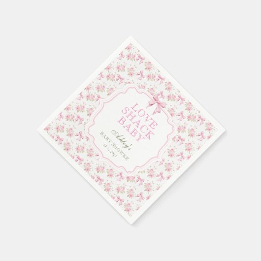 Liebe Shack Pink Bow Blumenblütendusche Serviette (Ecke)
