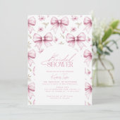 Liebe Shack Pink Bow Coquette Brautparty Einladung (Stehend Vorderseite)