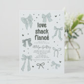 Liebe Shack Verlobte Blue Bow Brautparty Einladung (Stehend Vorderseite)