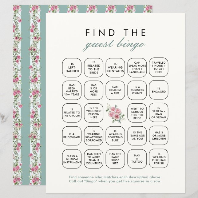 Liebe Shack Verlobte finden Sie das Bingo Game (Vorne/Hinten)