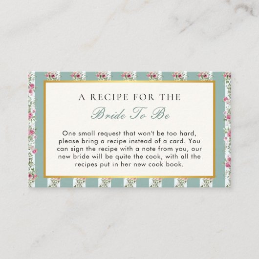 Liebe Shack Verlobte Floral Brautparty Rezept Begleitkarte (Vorderseite)