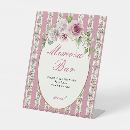 Liebe Shack Verlobte Mimosa Bar Pink Brautparty Sockelschild (Vorderseite)