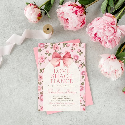 Liebe Shack Verlobte Pink Blume Brautparty Einladung