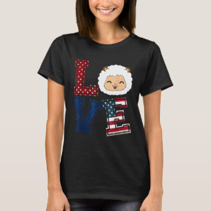 LIEBE Sheep Face American Flag Patriotic 4. Juli T-Shirt