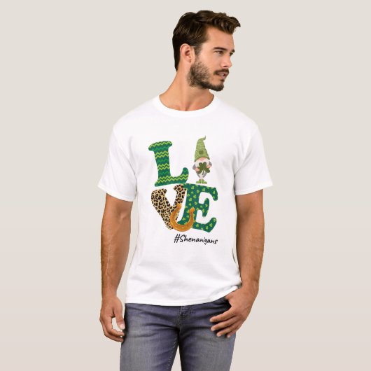 Liebe Shenanigans Lucky Leopard Gnome St Patricks T-Shirt (Vorne ganz)