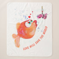 Liebe Sherpa Blanket Cartoon