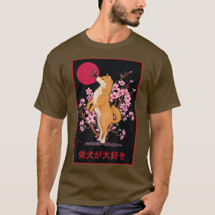 Liebe Shiba Inu Japanischer Sakura Kirschbrlossom  T-Shirt