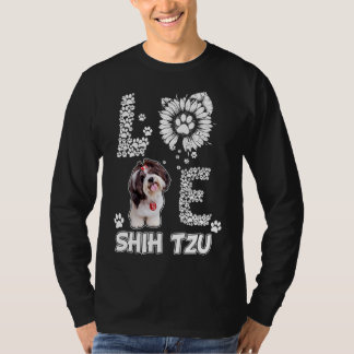 Liebe Shih Tzu Dog Paw Sonnenblumenkostüm T-Shirt