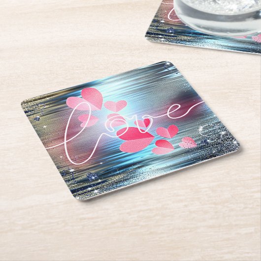 Liebe Shimmer Rechteckiger Pappuntersetzer (angewinkelt)